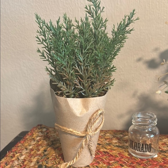 Green Faux Plant in Tan Paper Wrap - Picture 7 of 10